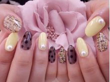 ツイード＆透けダルメシアン - LUNA NAIL