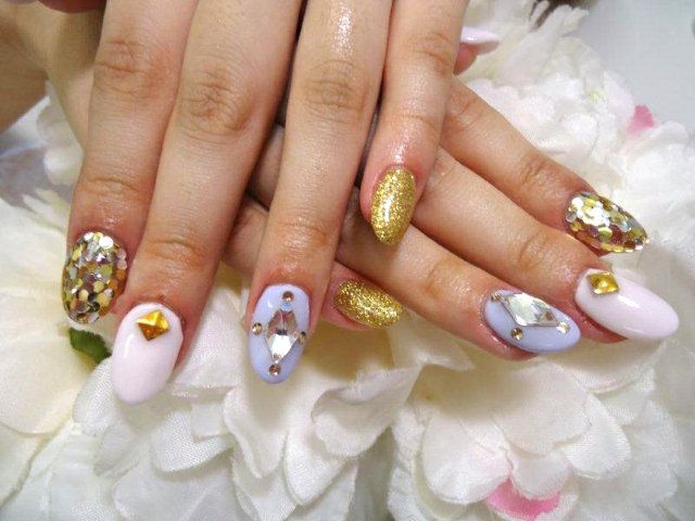 ゴールドホイル×ラベンダーのニュアンス×星モチーフ - フェアリーテイル エクセレント 大阪駅前店