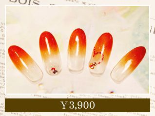 レッドオレンジのグラデーションチップ×ラメ - Mani&amp;Pedi by Lotus Garden 心斎橋