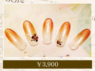 ゴールドラメのグラデーションチップ×赤い小花 - Mani&amp;Pedi by Lotus Garden 心斎橋