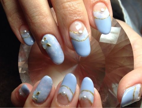 ブルータイダイ柄ネイル - NAIL SALON DRESS