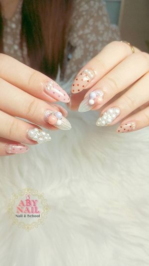 パール　×　ハートホロドット - ABY NAIL