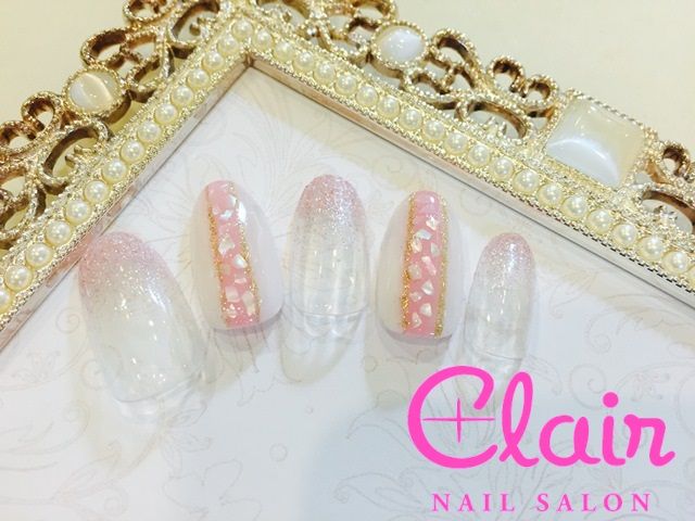 7月定額ジェル シェル縦ラインネイル ネイルサロン Nail S Clairのネイルカタログ 7月定額ジェル シェル縦ラインネイル ネイルサロン Nail S Clairのネイルカタログ