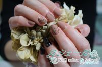 ブラウンの木目柄×ブラックのワンカラー - ルシェール Nail salon & School.