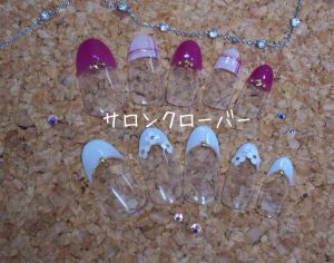 クリアチップのフレンチ見本×ピンクと水色