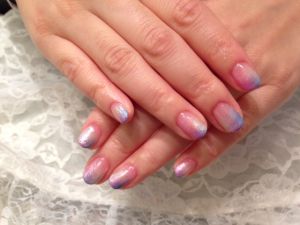 ピンク×ブルーのパステルグラデーション×ラメ