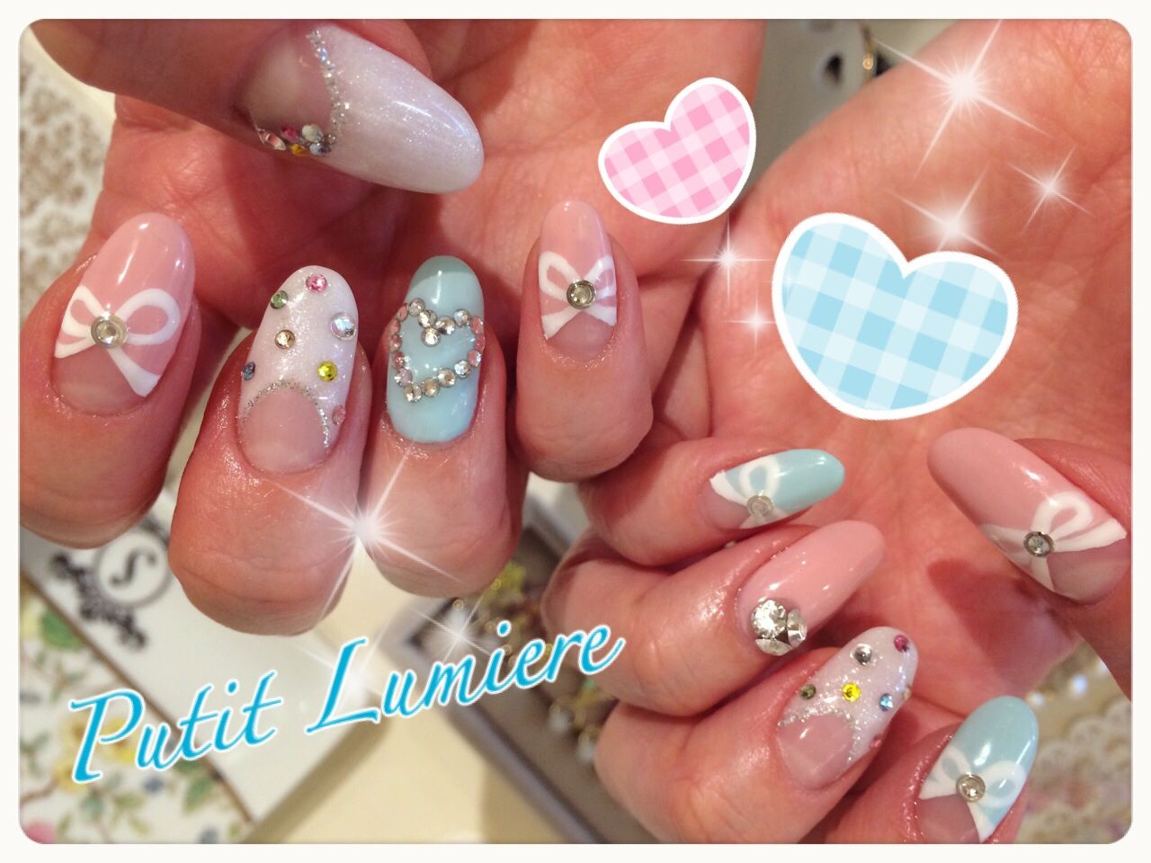 tiffany colorで…
りぼんネイル♡