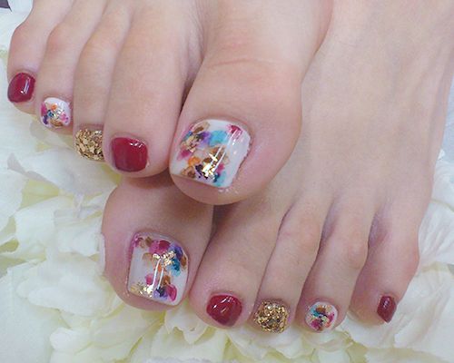 フットのワインレッド×水彩カラフルアート - L'Allure