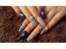 ブルー★ツイード柄 - Nail Salon Adele