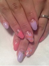 パステルチェックジェルネイル - nail cafe Maki-art